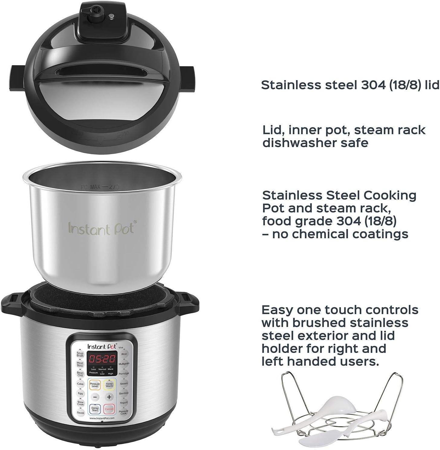 Instant Pot Duo Plus 9-in-1 Electric Pressure Cooker, Slow Cooker, Rice Cooker, Steamer, Sauté, Yogurt Maker, Warmer & Sterilizer, Includes App With Over 800 Recipes, Stainless Steel/Black, 8 Quart