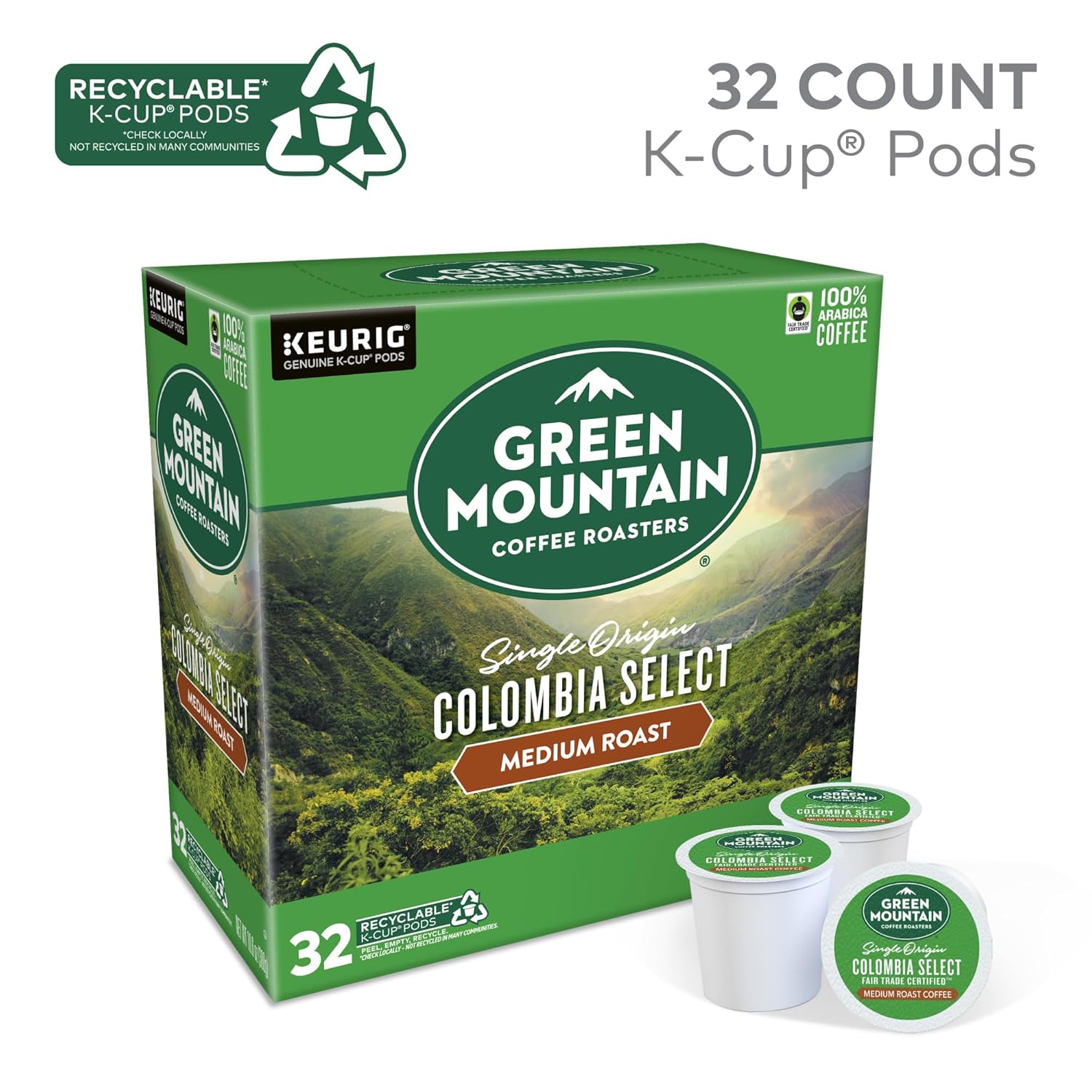 Green Mountain Coffee Roasters Half Caff Keurig Single-Serve K-Cup pods, Medium Roast Coffee, 72 Count (6 Packs of 12)