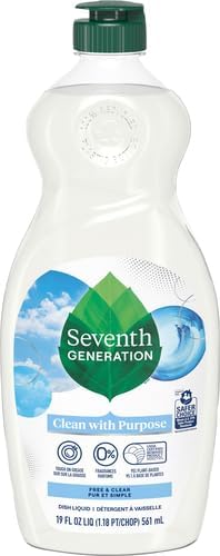 Seventh Generation Dish Liquid Soap Free & Clear liquid soap Pack of 6 Dishwashing Soap Dish Soap for sensitive skin 19 oz