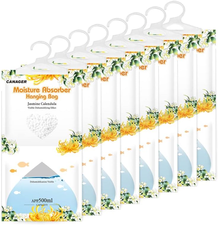 CANAGER Hanging Moisture Absorber, Lavender Vanilla Moistureproof Hanging Bag，Dehumidifier Bag (8 packs) Hanging Closet Dehumidifier Bags, Moisture Absorb 12.5 oz