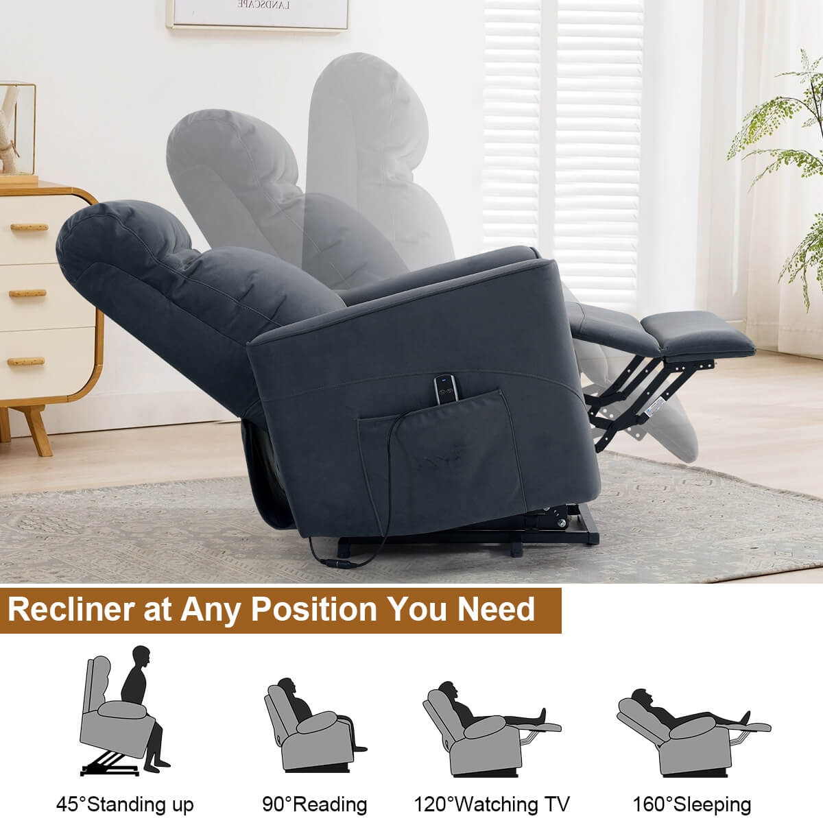 Power Lift Chair with Kneading Massage, Fabric