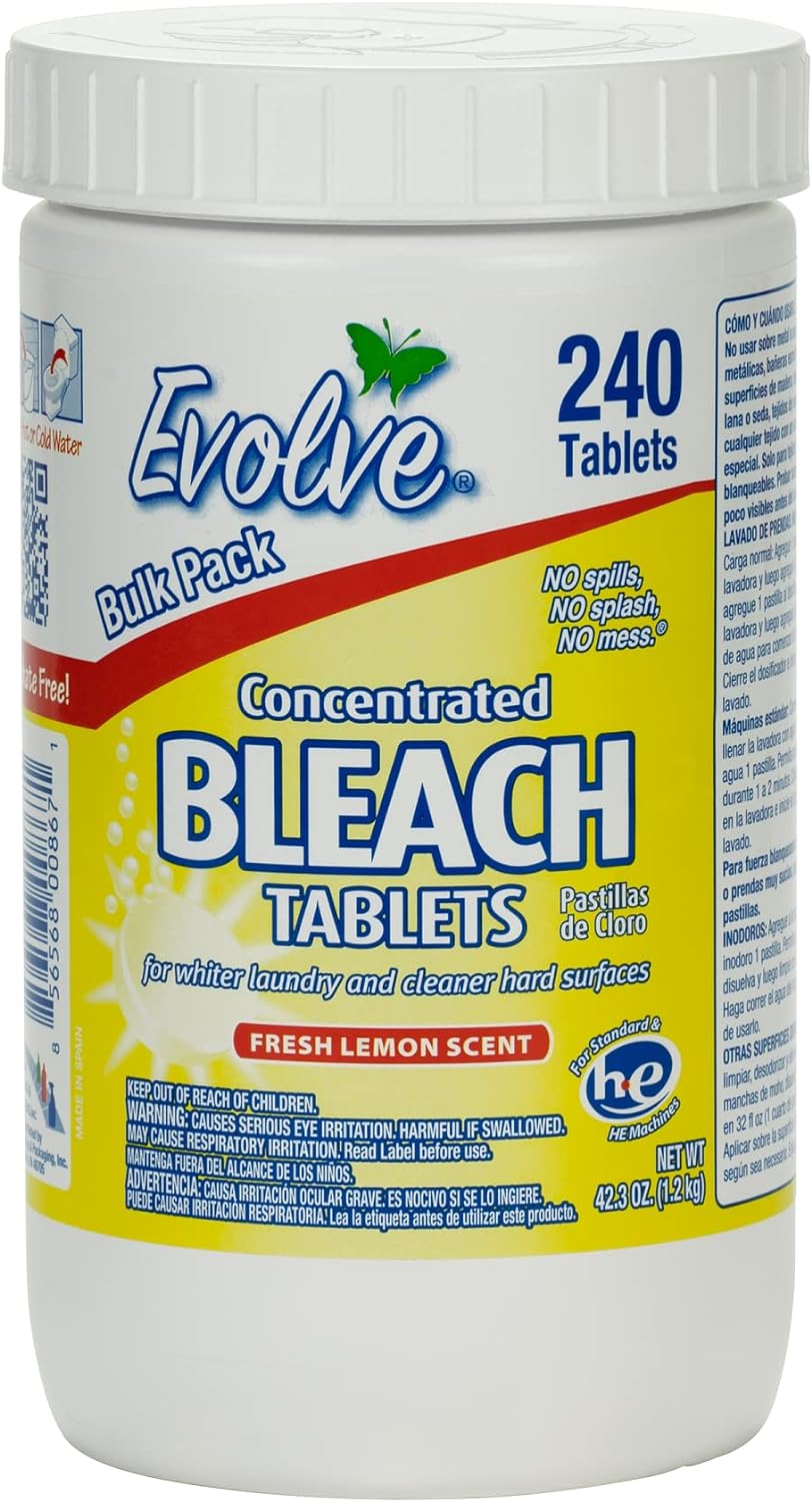 Evolve Concentrated Bleach Tablet Bulk Size 240 Tablets 1 Pack Original Scent