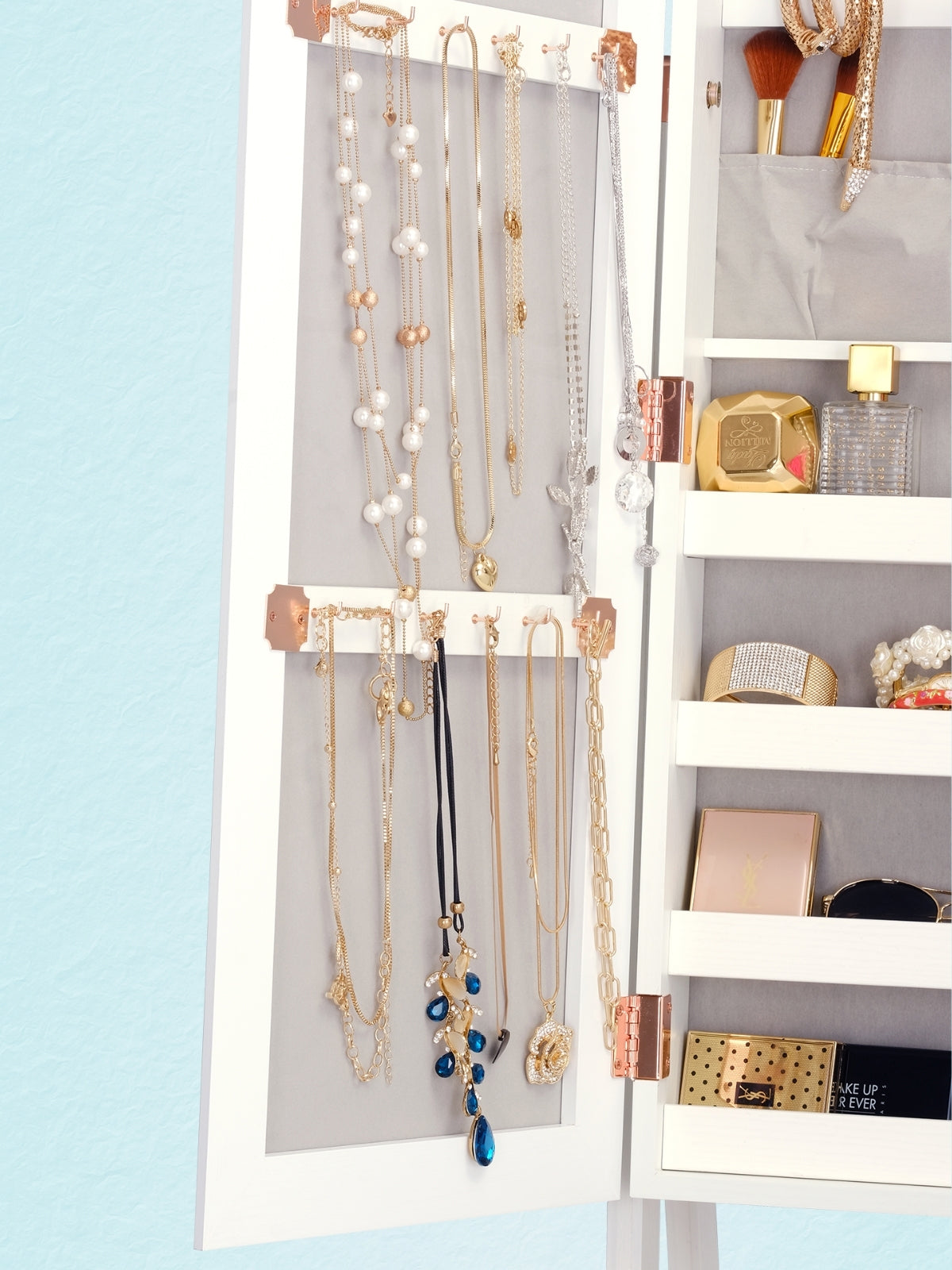 Full Length Mirror Laura Jewelry Armoire - White (Standing / Wall mounted)