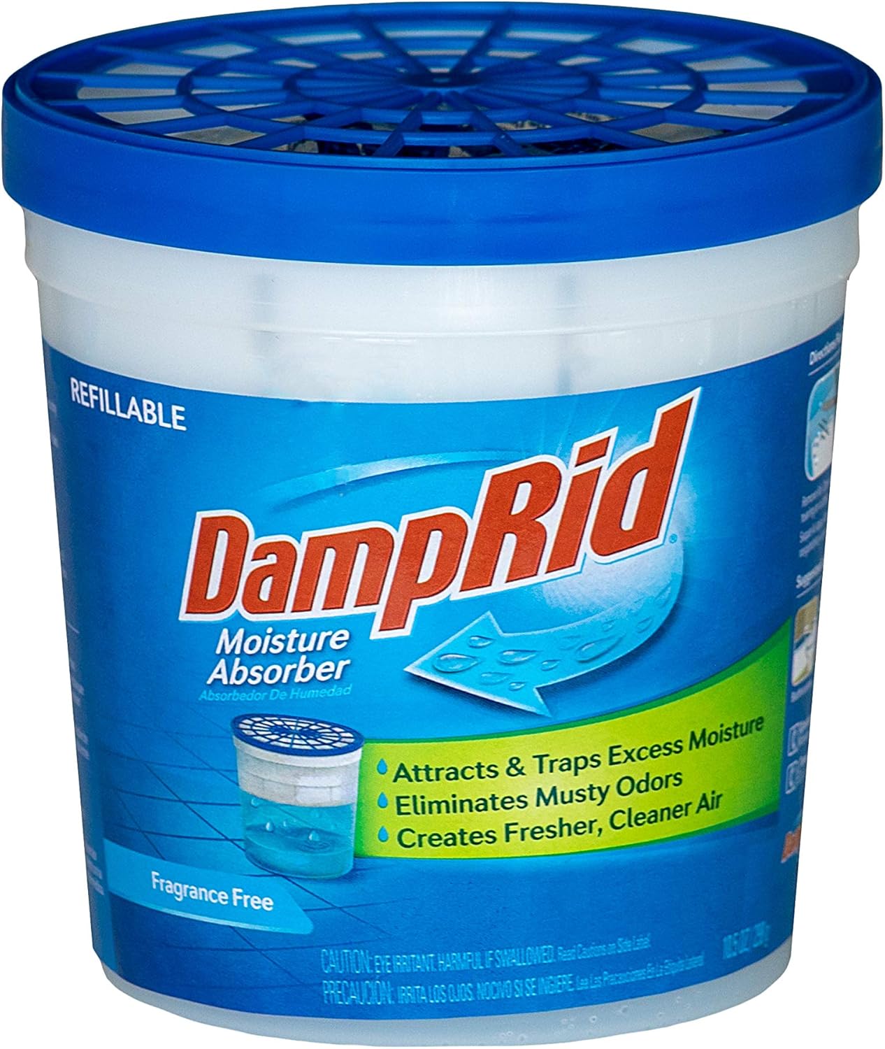 DampRid Refillable Moisture Absorber, 10.5 oz. Cups, 4 Pack, Fragrance Free, Traps Moisture for Fresher, Cleaner Air, No Electricity Required, Lasts Up To 60 Days