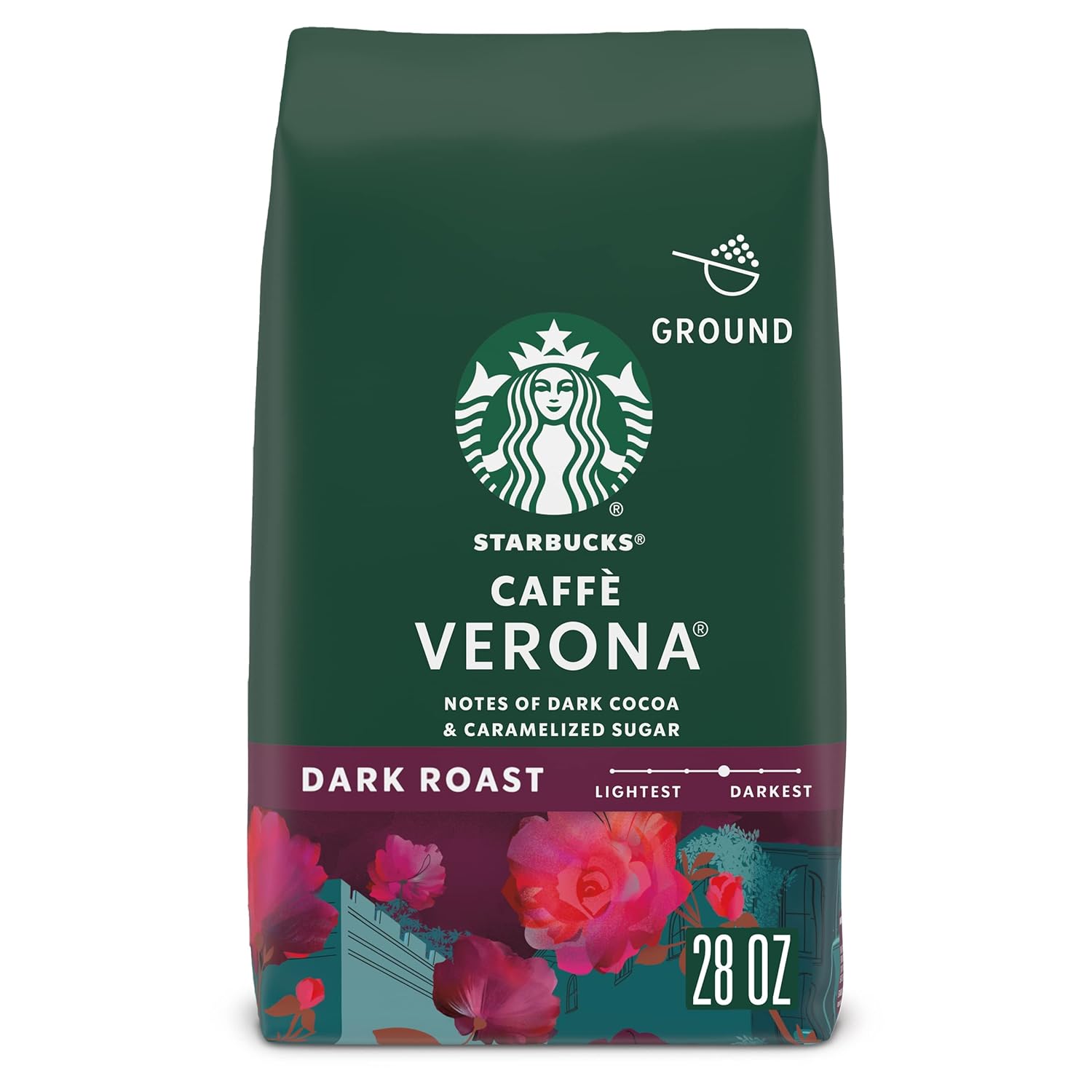 Starbucks Ground Coffee, Dark Roast Coffee, Caffè Verona, 100% Arabica, 1 bag (28 oz)