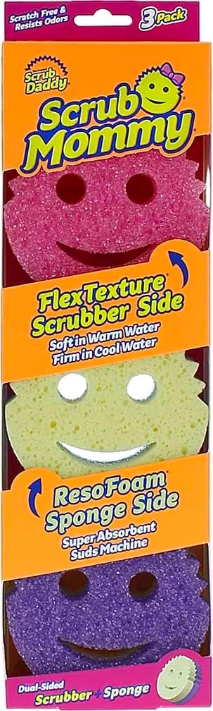 Scrub Daddy Scrub Mommy Sponges - Dish Scrubber + Non-Scratch Cleaning Sponges Kitchen, Bathroom + Multi-Surface Safe - Dual-Sided Dish Sponges for Scrubbing - Online Exclusive (3 Count)