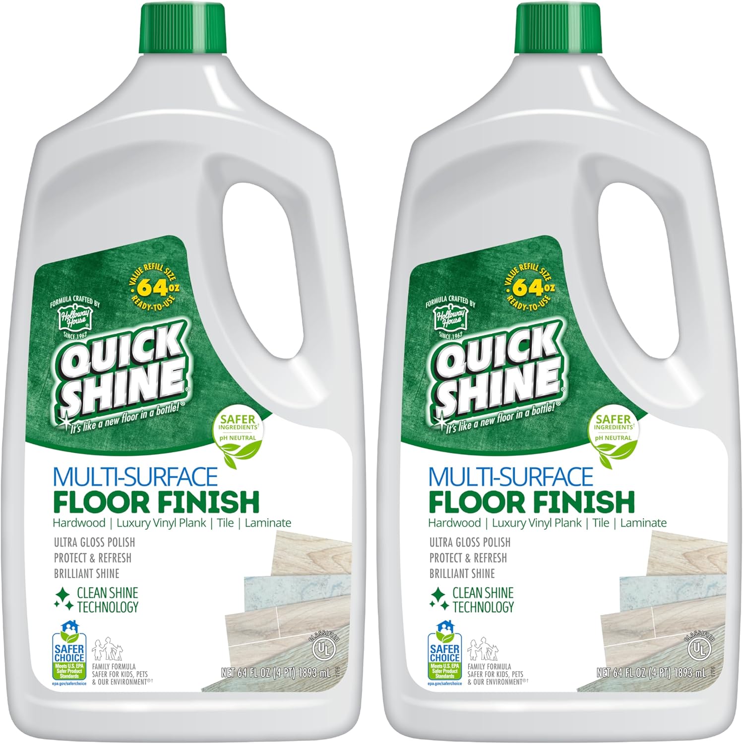 Quick Shine Multi Surface Floor Finish 64oz | Cleaner & Polish to use on Hardwood, Laminate, Luxury Vinyl Plank LVT, Tile & Stone
