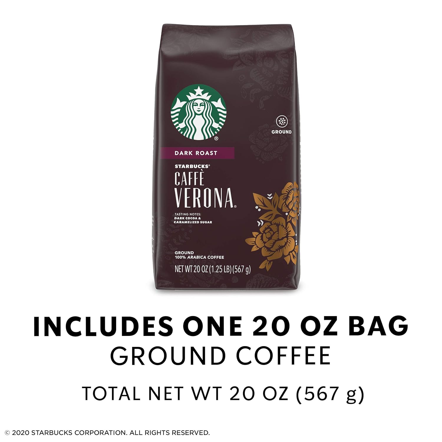 Starbucks Ground Coffee, Dark Roast Coffee, Caffè Verona, 100% Arabica, 1 bag (28 oz)