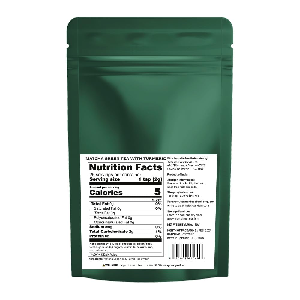 VAHDAM, Organic Turmeric Ginger Herbal Tea Bags (100 Pyramid Tea Bags) Caffeine Free, Non GMO, Gluten Free | 100% Pure Herbal Blend - Savory & Spicy | Plant-Based Tea Bags | Resealable Ziplock Pouch