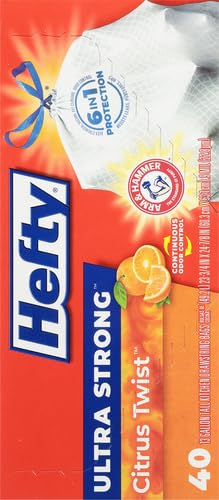 Hefty Ultra Strong Tall Kitchen Trash Bags, Citrus Twist Scent, 13 Gallon, 40 Count