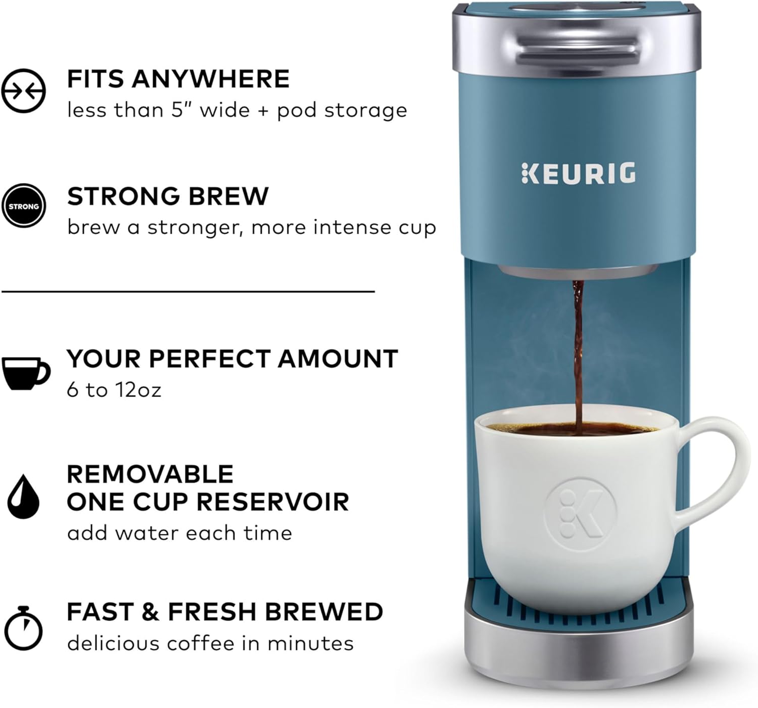 Keurig K-Mini Plus Single Serve K-Cup Pod Coffee Maker, with 6 to 12oz Brew Size, Stores up to 9 K-Cup Pods, Travel Mug Friendly, Matte Black