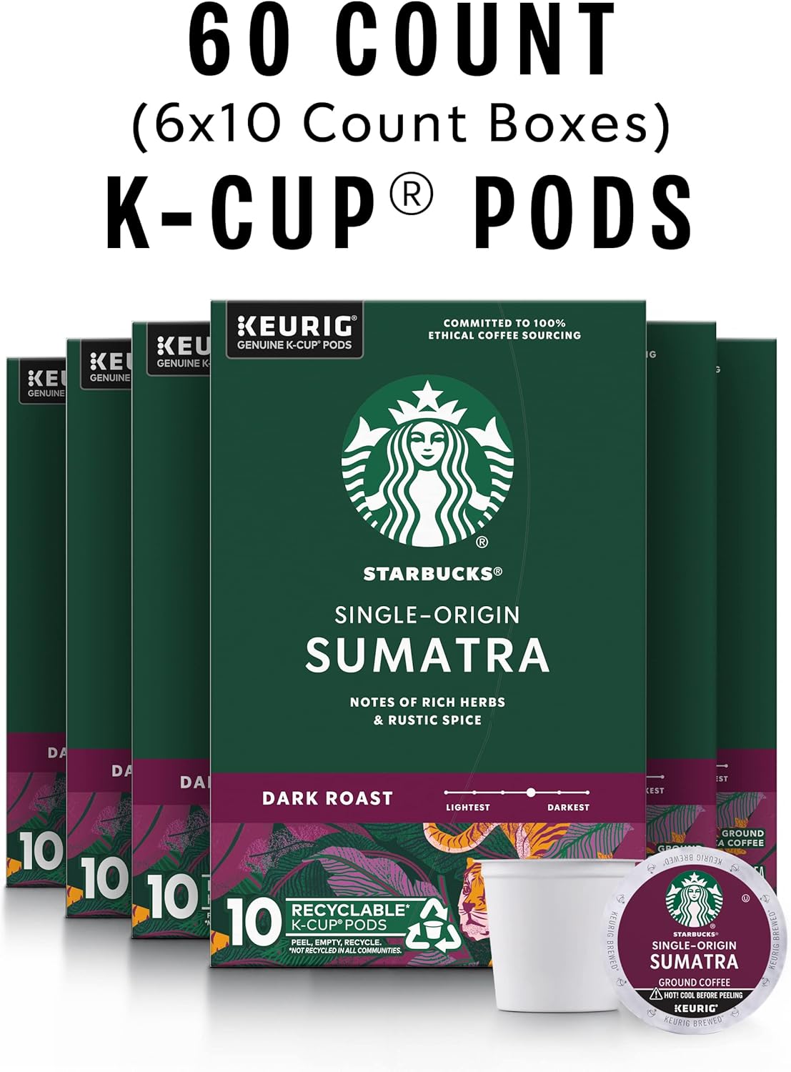 Starbucks K-Cup Coffee Pods, Dark Roast Coffee, French Roast for Keurig Brewers, 100% Arabica, 4 boxes (96 pods total)