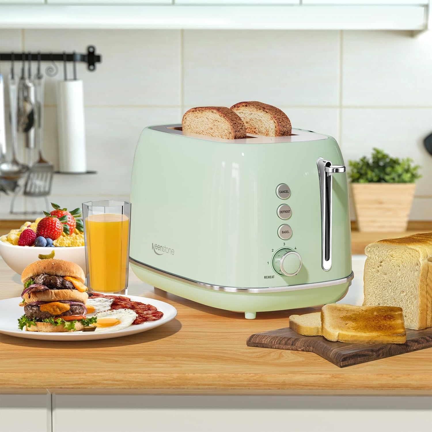 2 Slice Stainless Steel Toaster Retro with 6 Bread Shade Settings, Bagel, Cancel, Defrost Function, 2 Slice Toaster with Extra Wide Slot, Removable Crumb Tray, White