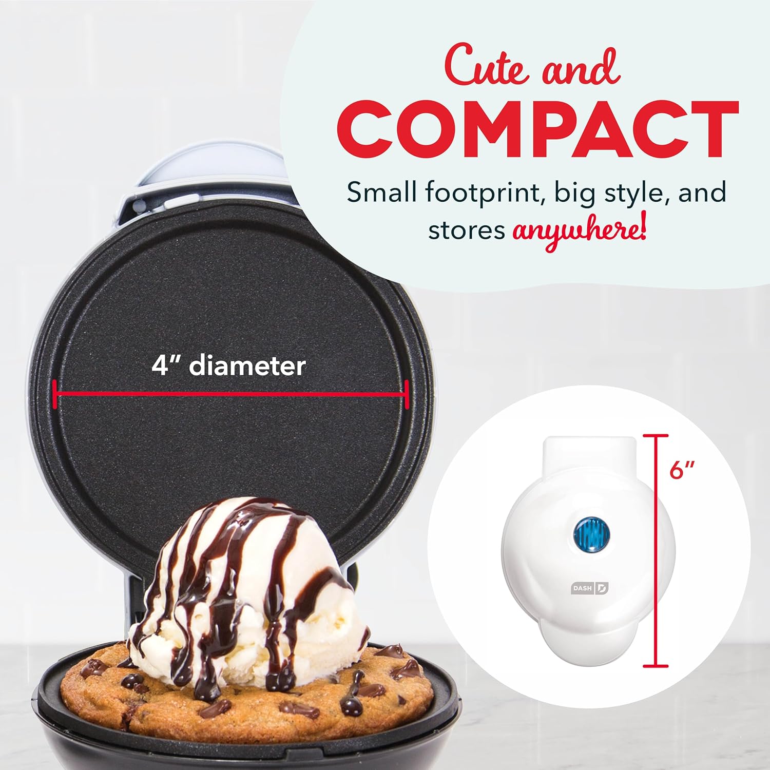 DASH Mini Maker Electric Round Griddle for Individual Pancakes, Cookies, Eggs & other on the go Breakfast, Lunch & Snacks with Indicator Light + Included Recipe Book - Aqua,4 Inch