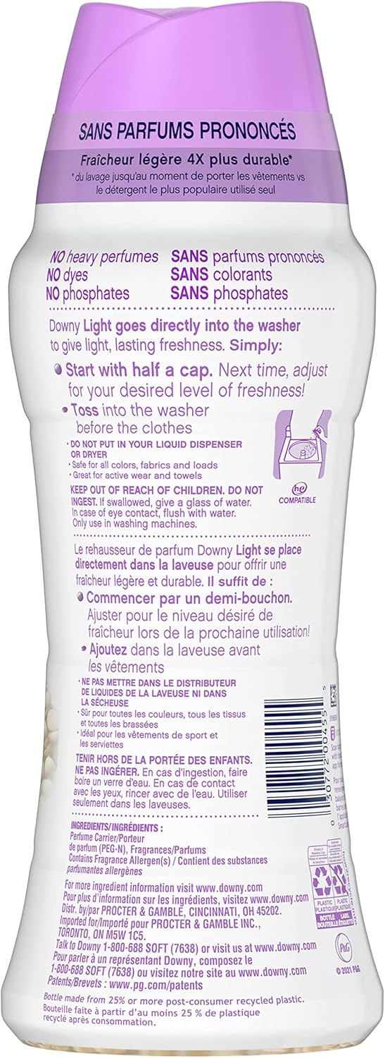 Downy Light In Wash Scent Booster Beads, Ocean Mist Scent, 24 oz, Downy Scent Booster Beads, Laundry Beads, No Heavy Perfumes