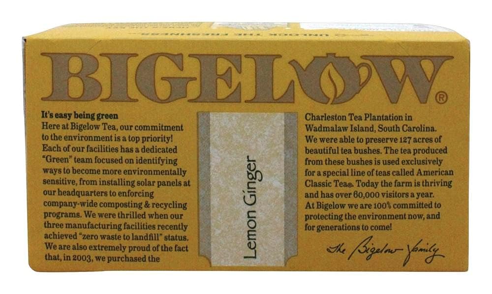 Bigelow Tea Lemon Ginger plus Probiotics Herbal Tea, Caffeine Free Tea with Lemon and Ginger, 18 Count Box (Pack of 6), 108 Total Tea Bags