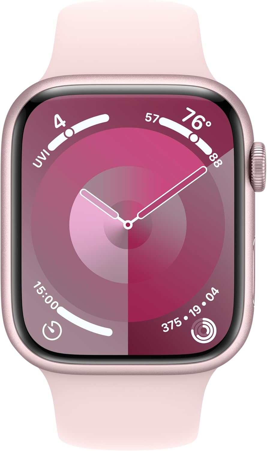 Apple Watch Series 9 [GPS 45mm] Smartwatch with Pink Aluminum Case with Pink Sport Loop. Fitness Tracker, Blood Oxygen & ECG Apps, Always-On Retina Display, Carbon Neutral