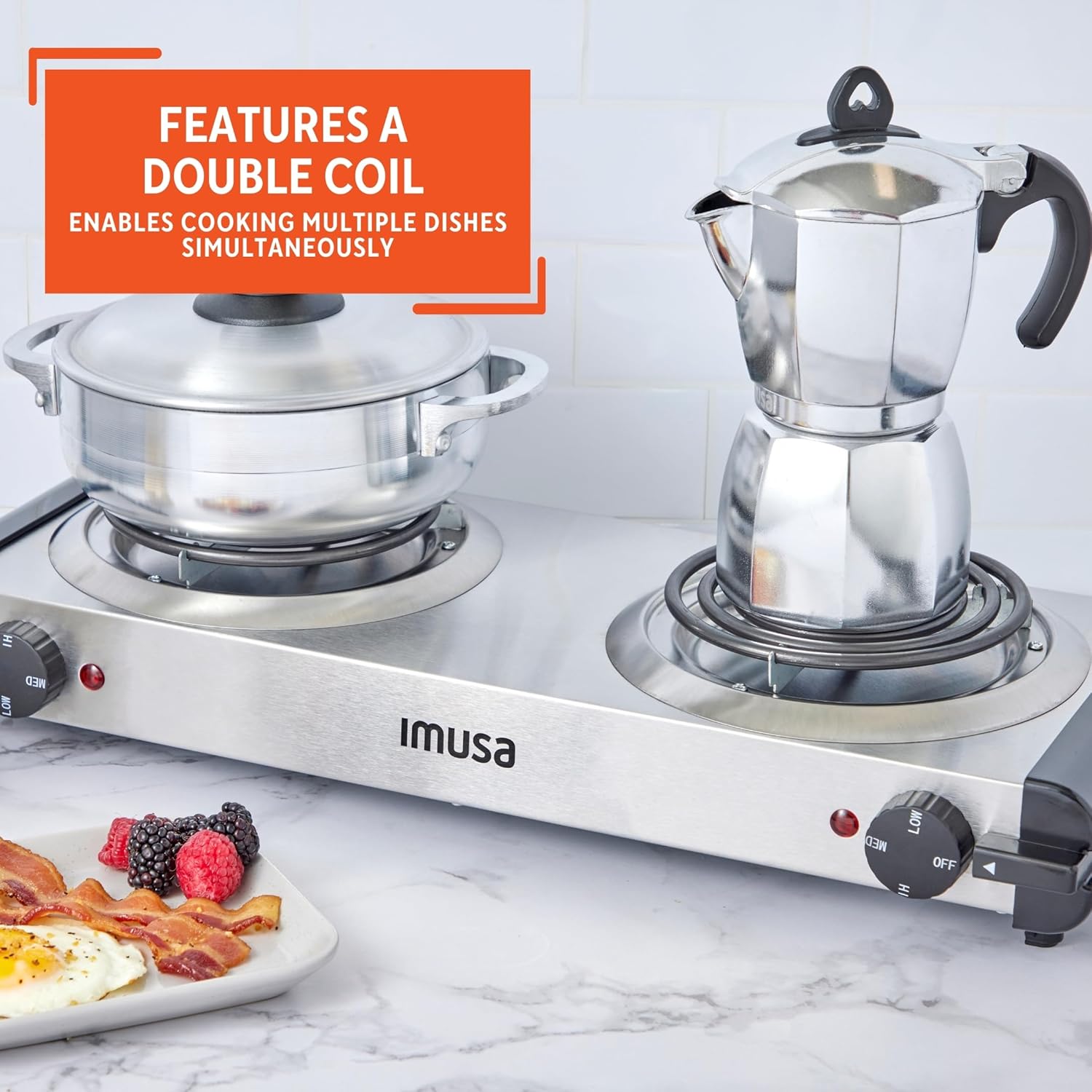 IMUSA USA GAU-80305 Electric Single Burner 1100-Watts, Black