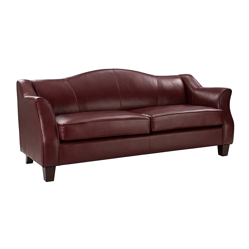 Hugo Traditional Style Curved Genuine Leather Elegant Sofa