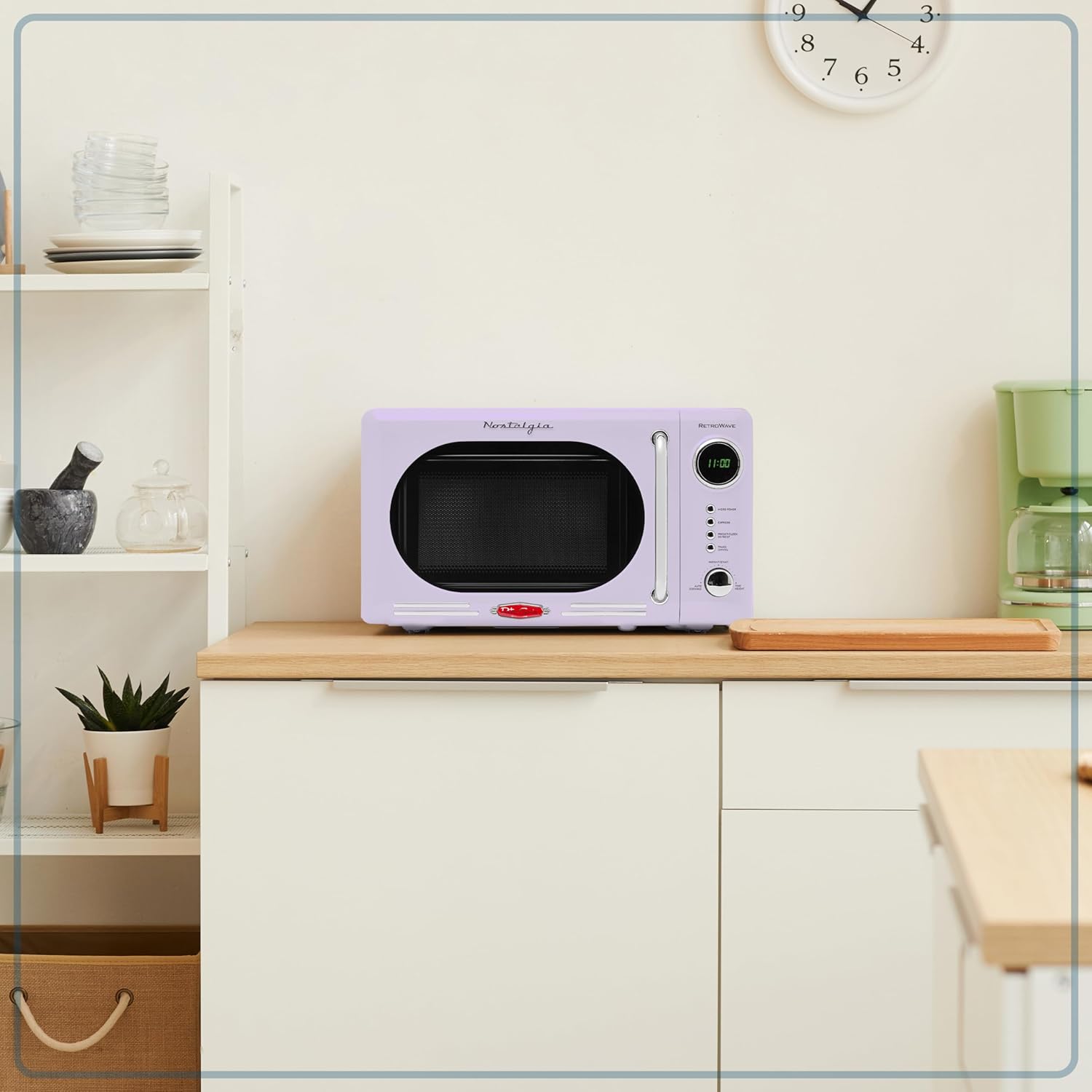 Nostalgia Retro Compact Countertop Microwave Oven - 0.7 Cu. Ft. - 700-Watts with LED Digital Display - Child Lock - Easy Clean Interior - Aqua