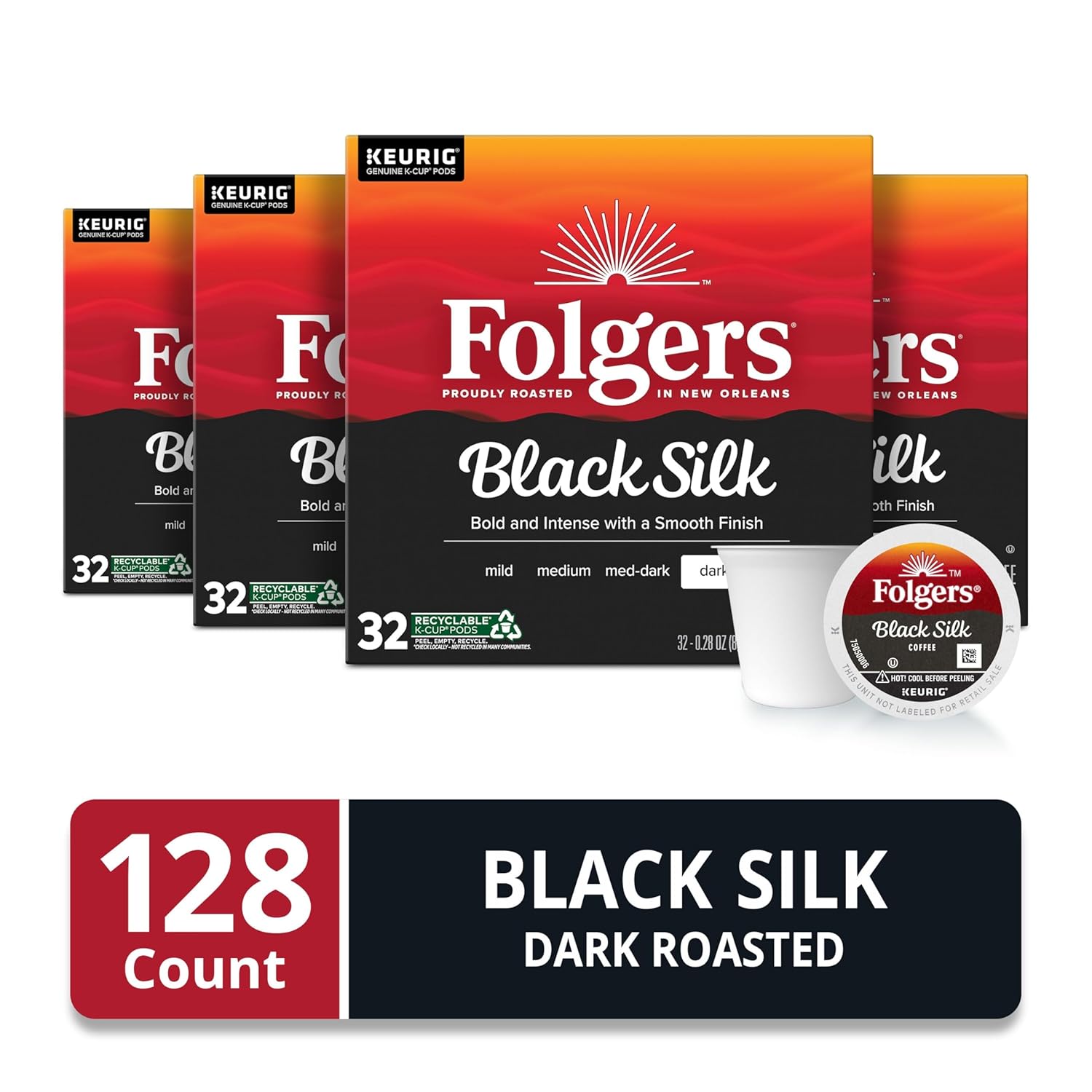 Folgers Classic Roast Medium Roast Coffee, 72 Keurig K-Cup Pods