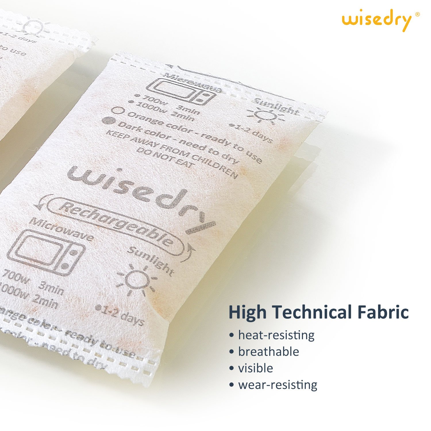 wisedry 2 x 500 Gram [2.2 lbs] Rechargeable Silica Gel Car Dehumidifier, Microwave Fast Reactivated Desiccant Packets Large for Gun Safe Closet Basement Garage Storage Moisture Absorbers Bag Reusable