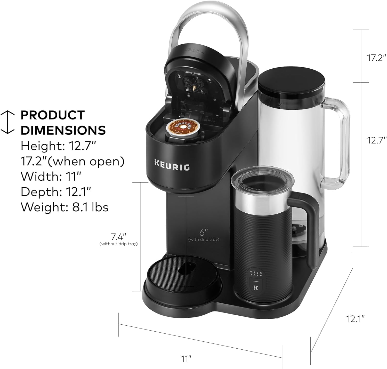 Keurig K-Cafe K-Duo Single Serve Coffee, Latte and Cappuccino Maker, 32 K-Cup Pods, Dark Charcoal