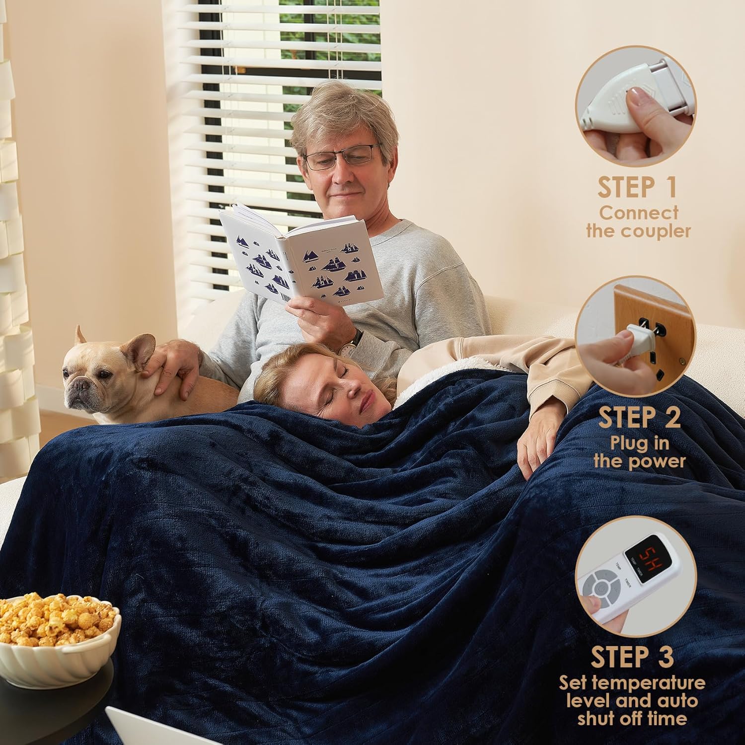 EHEYCIGA Heated Blanket Electric Blanket Throw - Heating Blanket with 9 Heating Levels & 10 Hours Auto Off, Soft Cozy Sherpa Washable Blanket with Fast Heating, 50 x 60 Inches