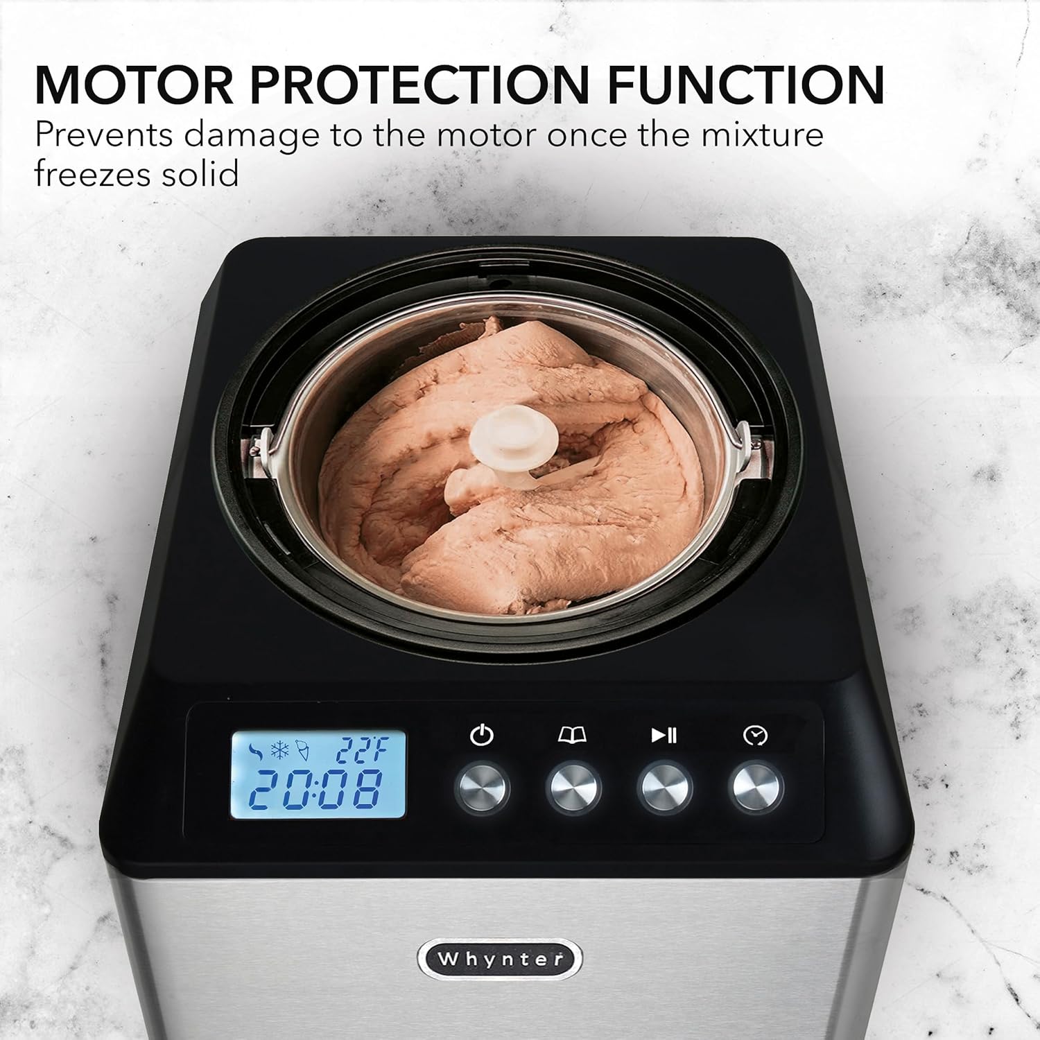 Whynter Ice Cream Maker Machine Automatic 2.1 Qt. upright with Built-in Compressor, LCD Digital Display & Timer, No Pre-Freezing, ICM-201SB, Stainless Steel