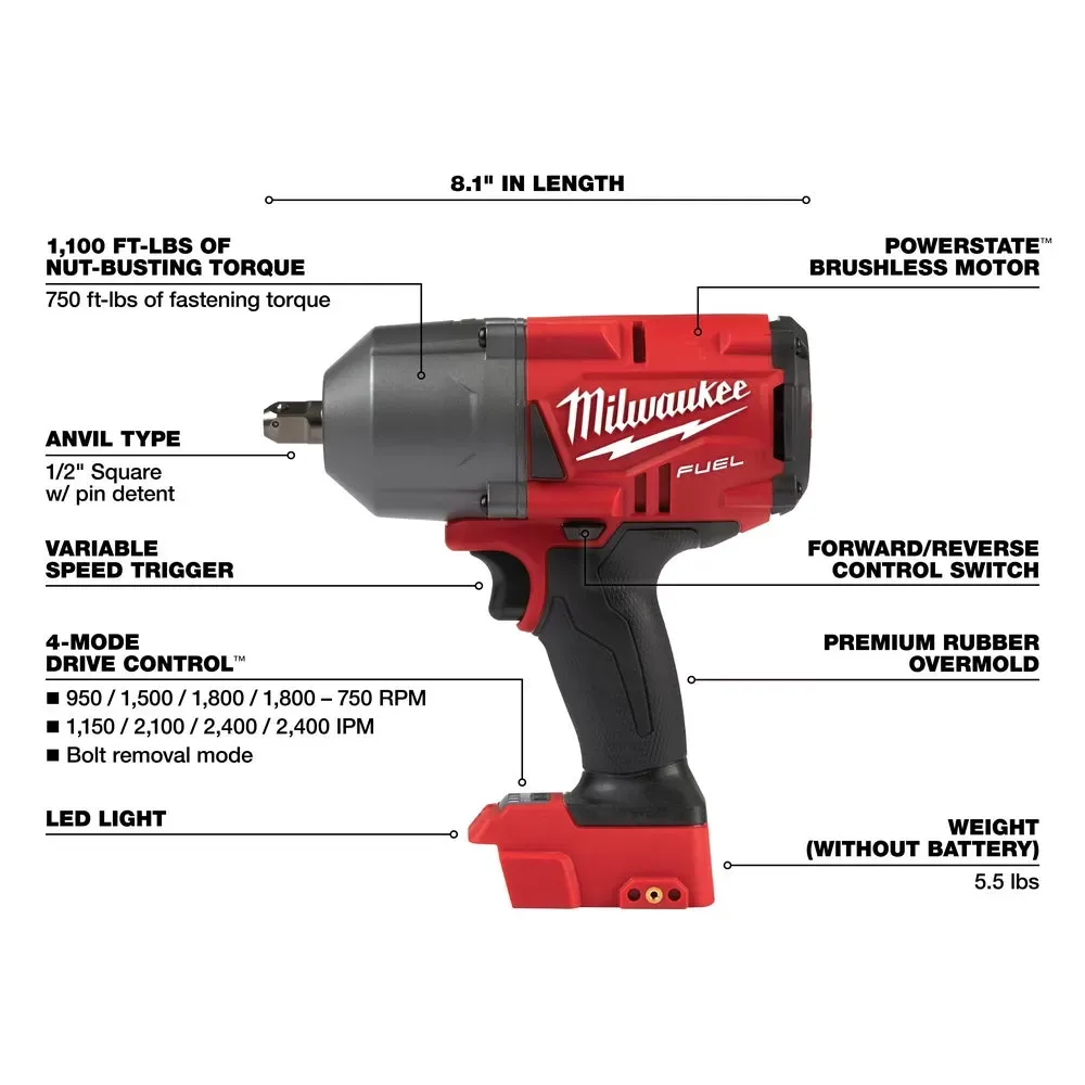 Milwaukee Pre-Sale 2766-20 M18 FUEL 18V 1/2-Inch Detent Pin Impact Wrench - Bare Tool