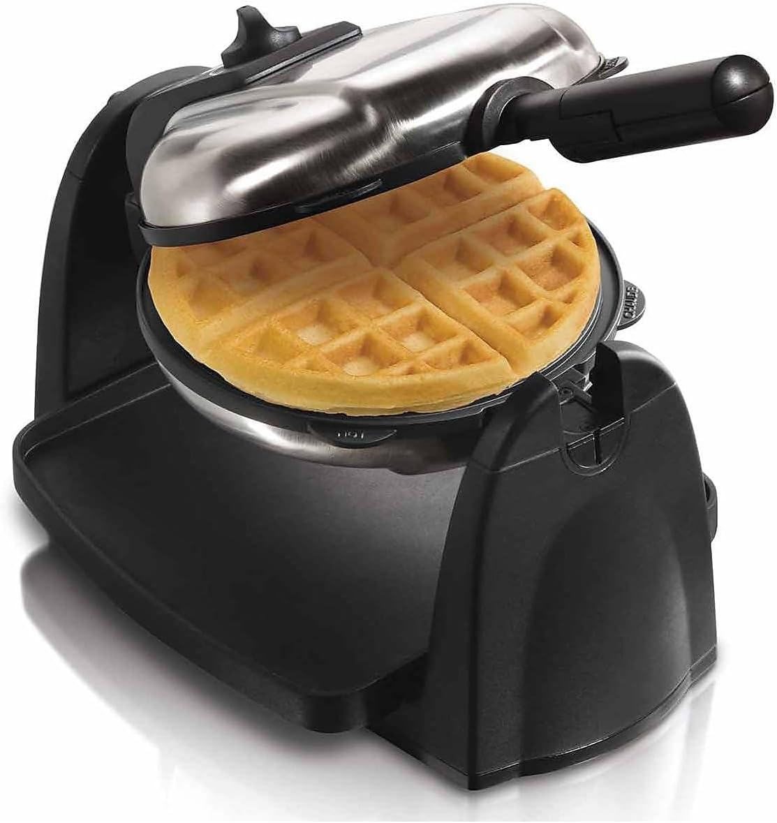 Hamilton Beach Belgian Waffle Maker with Removable PFAS-Free Durathon Nonstick Coated Plates, Easy Flip, Ceramic Grids, Black (26031)