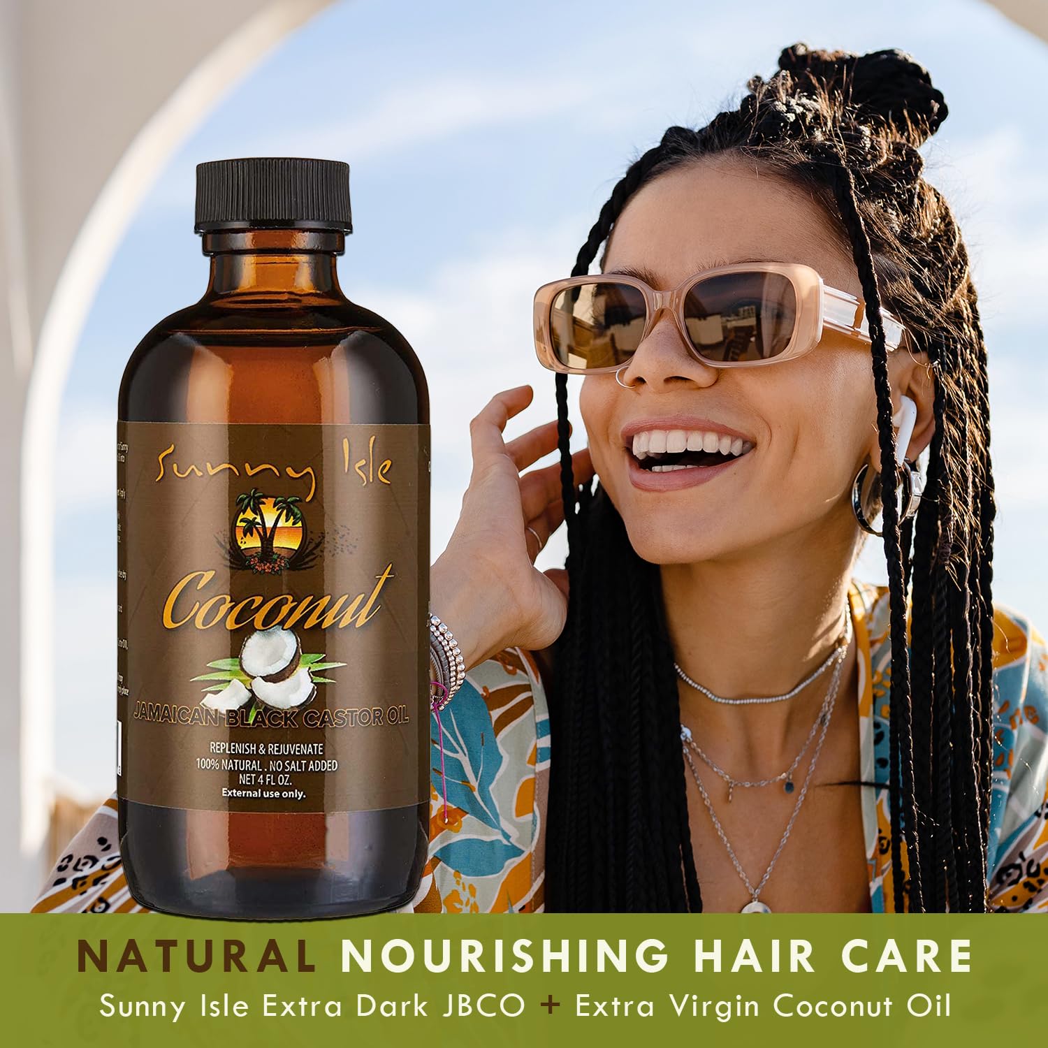 Sunny Isle Jamaican Black Castor Oil 4oz | 100% Natural Treatment for Hair, Scalp and Skin