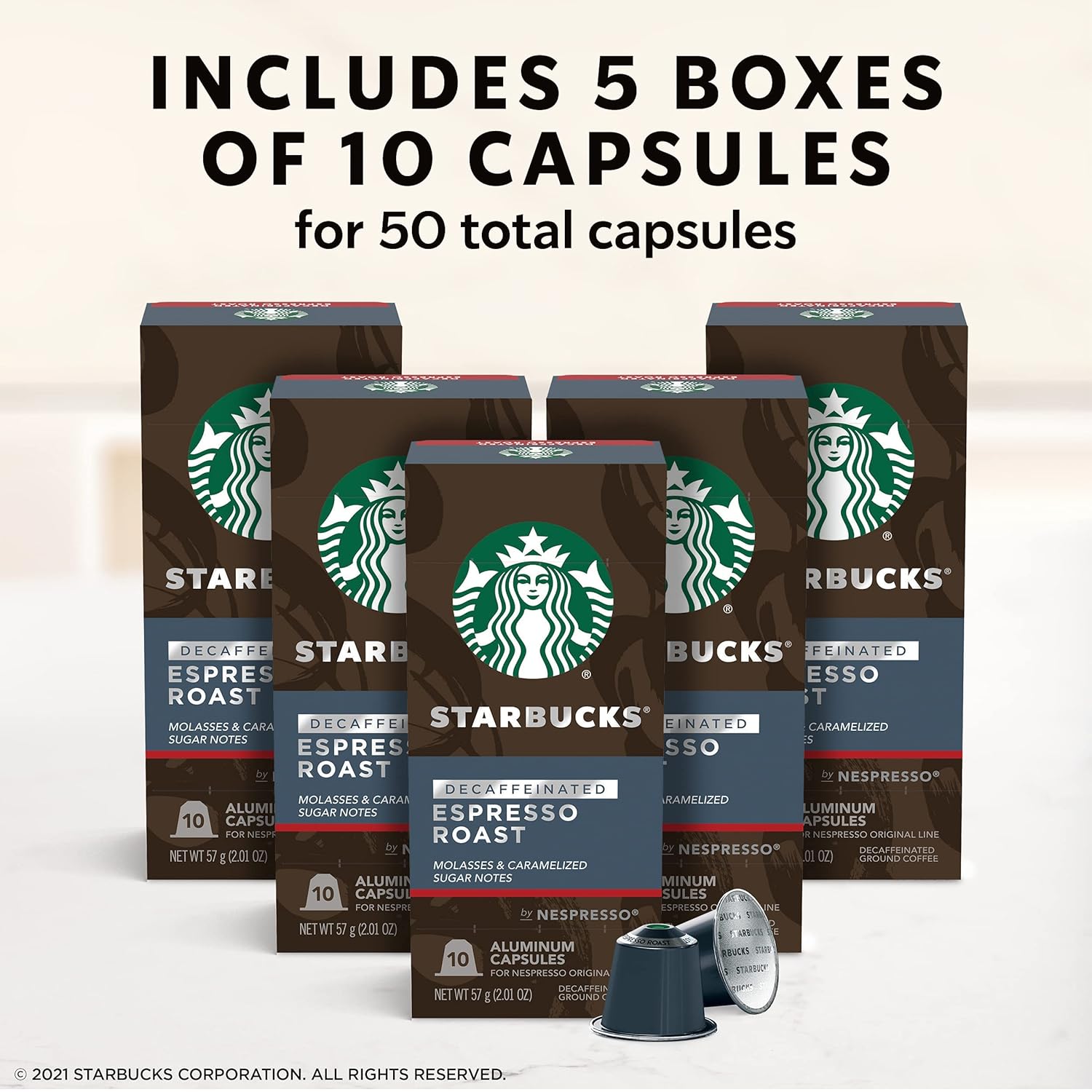 Starbucks by Nespresso Original Line Dark Roast Espresso, 50-count Espresso Pods