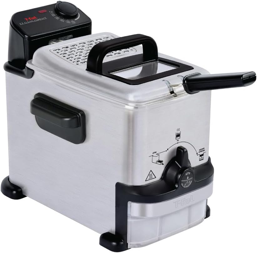 T-fal 3.5L Stainless Steel Deep Fryer with Basket, 1700W, Oil Filtration, Temp Control, Digital Timer, Dishwasher Safe Parts
