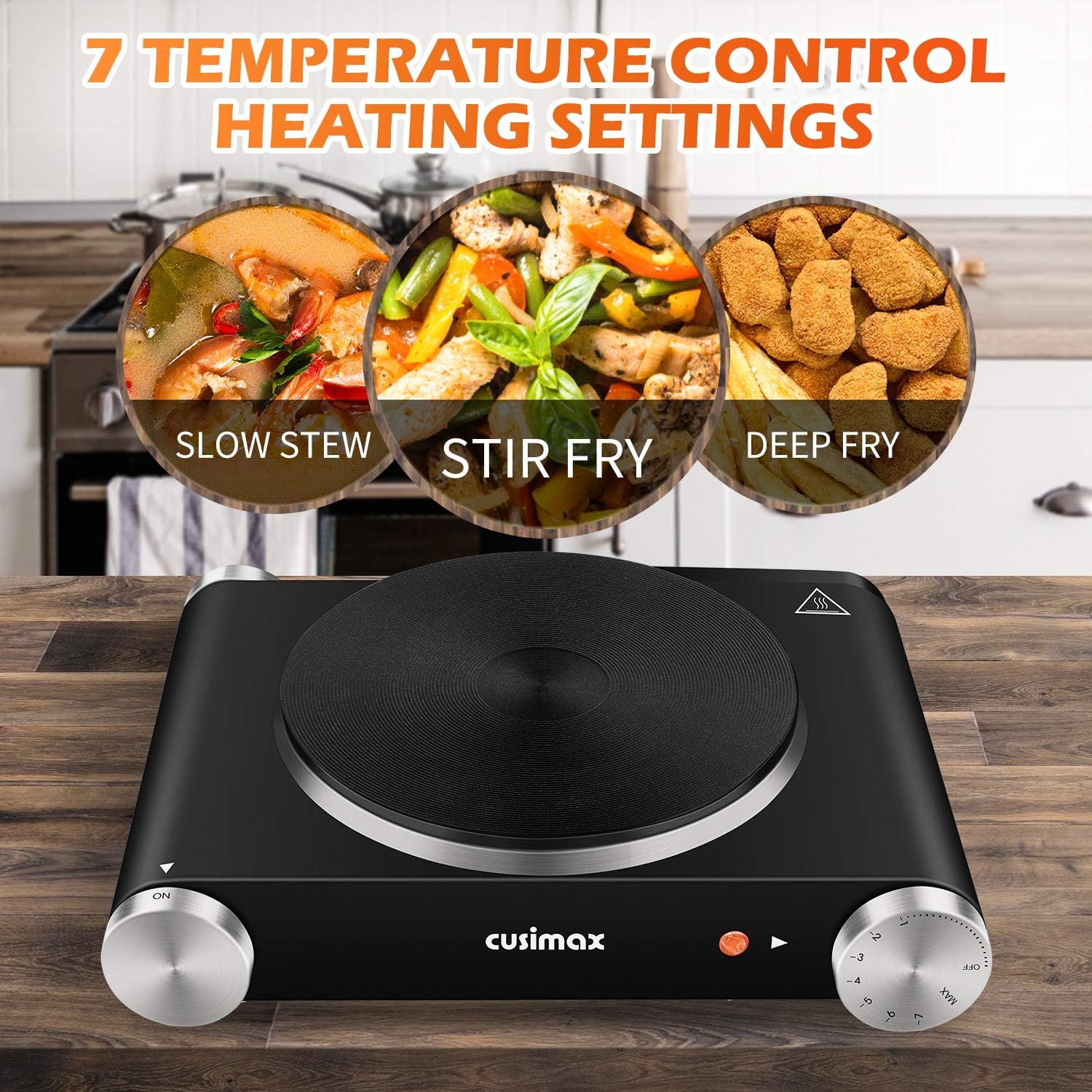 CUSIMAX 1800W Ceramic Electric Hot Plate for Cooking, Dual Control Infrared Cooktop, Double Burner, Portable Countertop Burner, Glass Plate Electric Cooktop, Silver, Stainless Steel-Upgraded Version