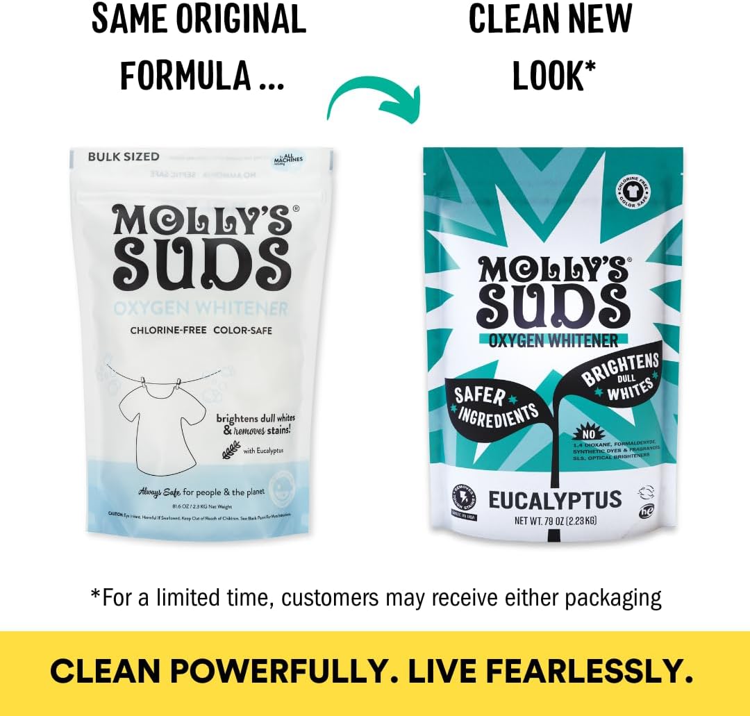 Molly's Suds Oxygen Whitener | Powerful Bleach Alternative, Chlorine Free & Color Safe | Brightens Whites and Removes Stains (Lavender Essential Oil - 79 oz)