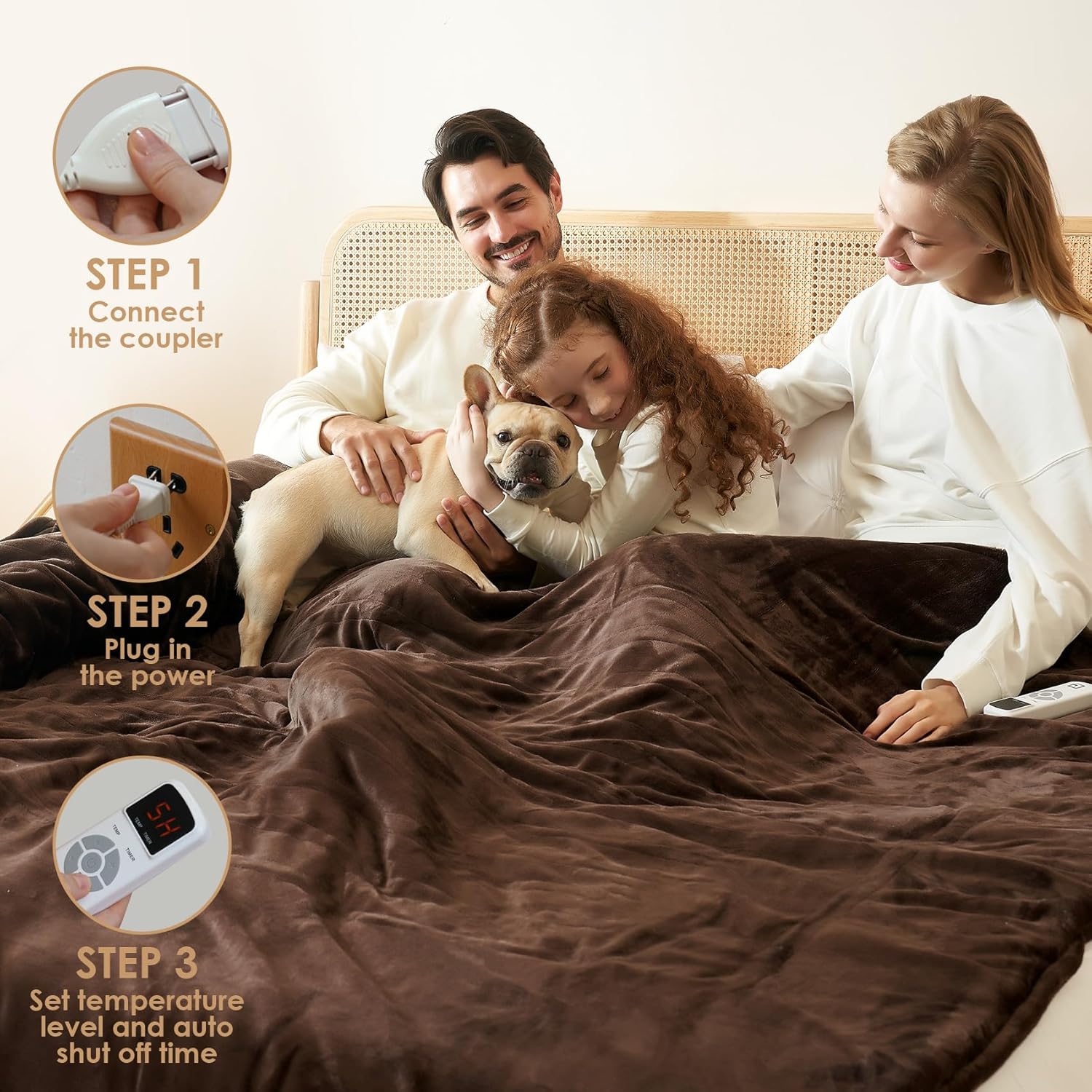 EHEYCIGA Heated Blanket Electric Blanket Throw - Heating Blanket with 9 Heating Levels & 10 Hours Auto Off, Soft Cozy Sherpa Washable Blanket with Fast Heating, 50 x 60 Inches
