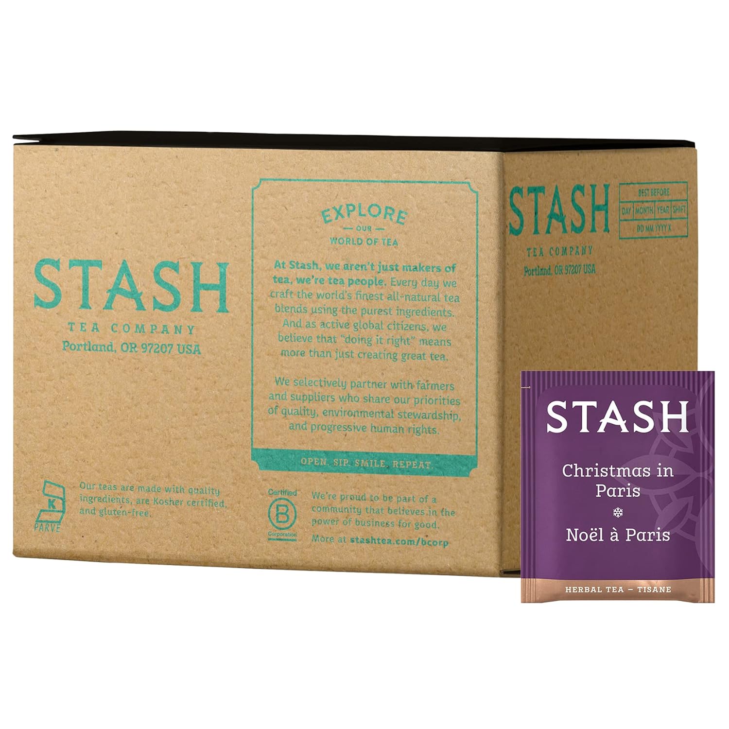 Stash Tea Double Bergamot Earl Grey Black Tea, Box of 100 Tea Bags