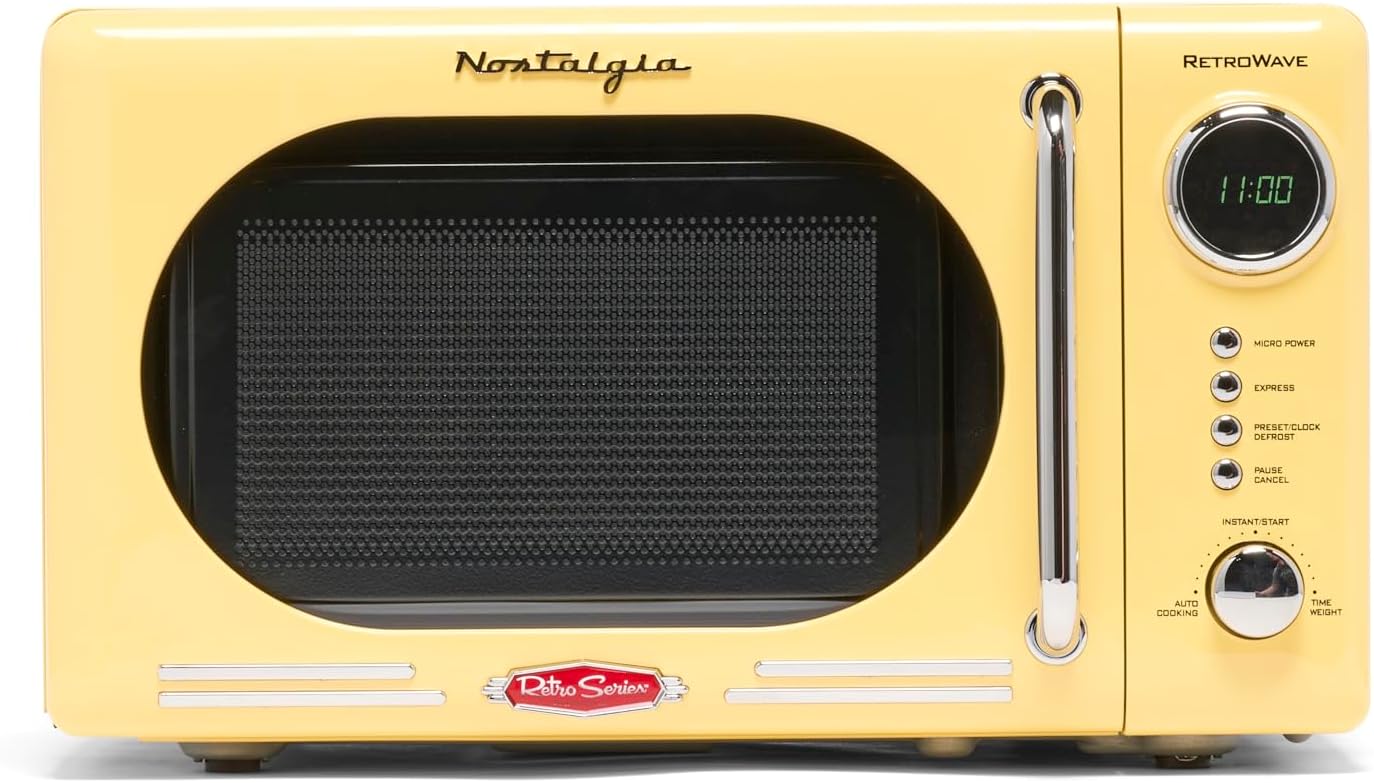 Nostalgia Retro Compact Countertop Microwave Oven - 0.7 Cu. Ft. - 700-Watts with LED Digital Display - Child Lock - Easy Clean Interior - Aqua