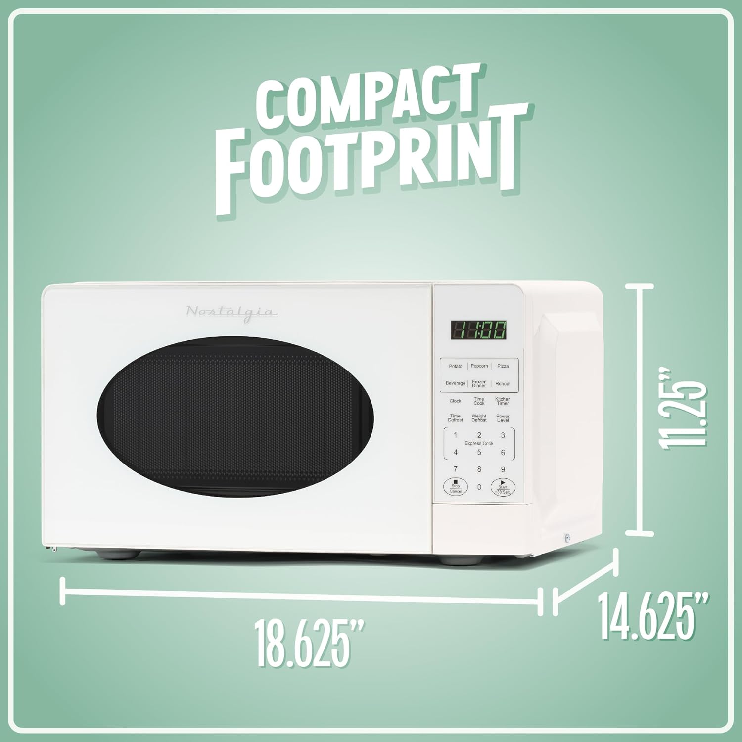 Nostalgia Retro Compact Countertop Microwave Oven - 0.7 Cu. Ft. - 700-Watts with LED Digital Display - Child Lock - Easy Clean Interior - Aqua