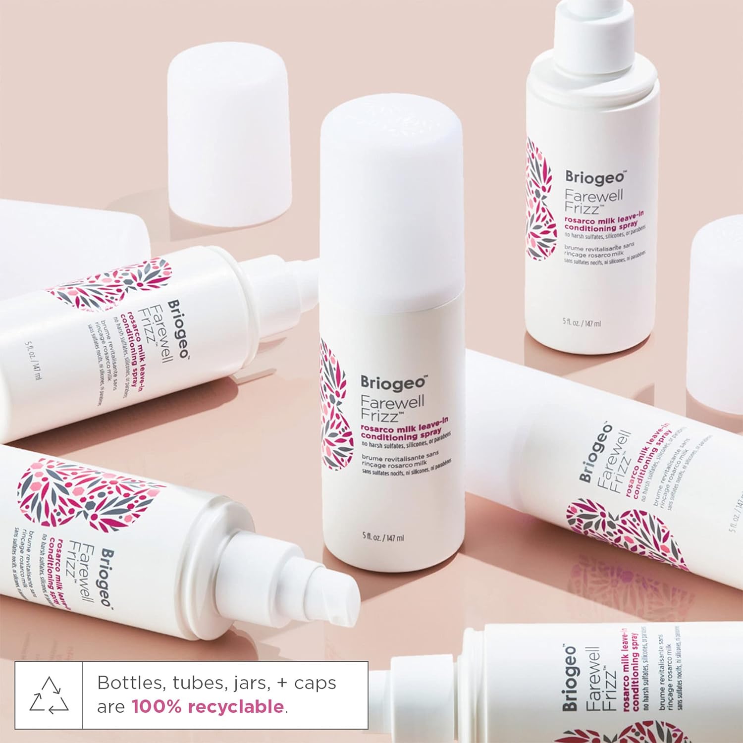 Briogeo Farewell Frizz Conditioner Spray - Anti-Frizz Treatment for Curly, Straight or Wavy Hair with Argan Oil and Detangling Benefits