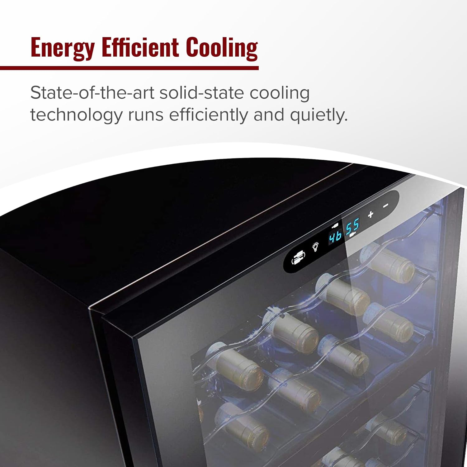 Wine Enthusiast 32-Bottle Dual Zone MAX Compressor Wine Cooler - Freestanding Refrigerator with Split Storage & Temperature, Digital Touchscreen, & LED Display