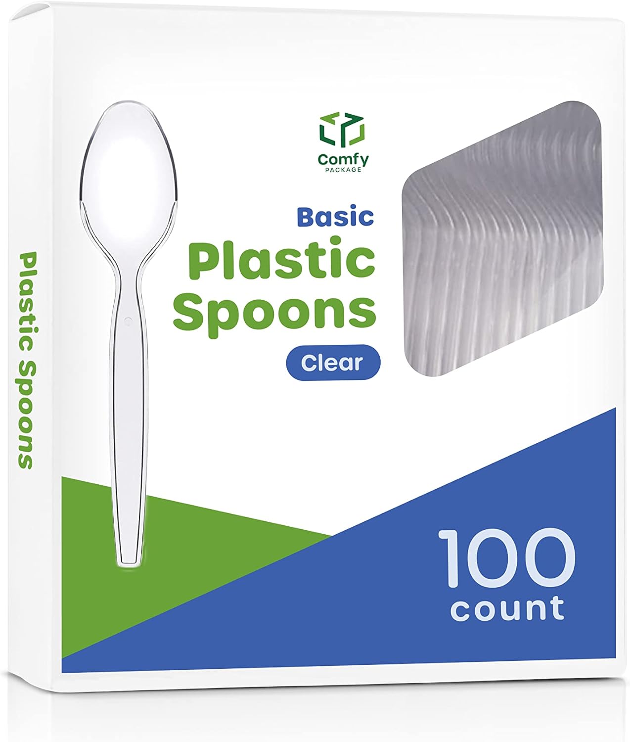 Comfy Package [100 Pack Heavy Duty Disposable Clear Plastic Knives - Basic Cutlery for Parties, Events, and Everyday Use