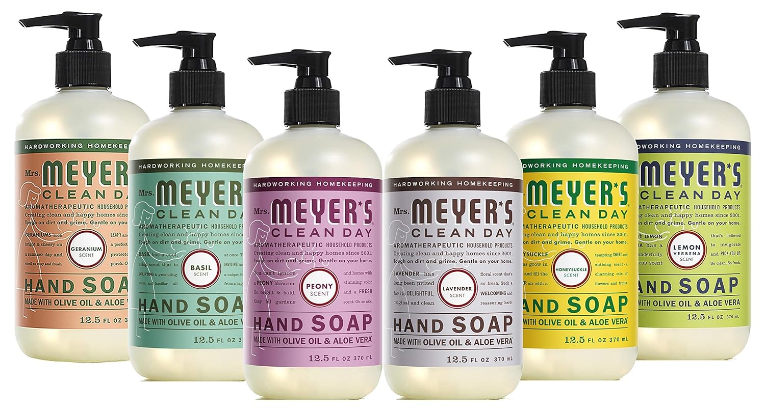MRS. MEYER'S CLEAN DAY Hand Soap, Made with Essential Oils, Biodegradable Formula, Honeysuckle, 12.5 fl. oz - Pack of 3