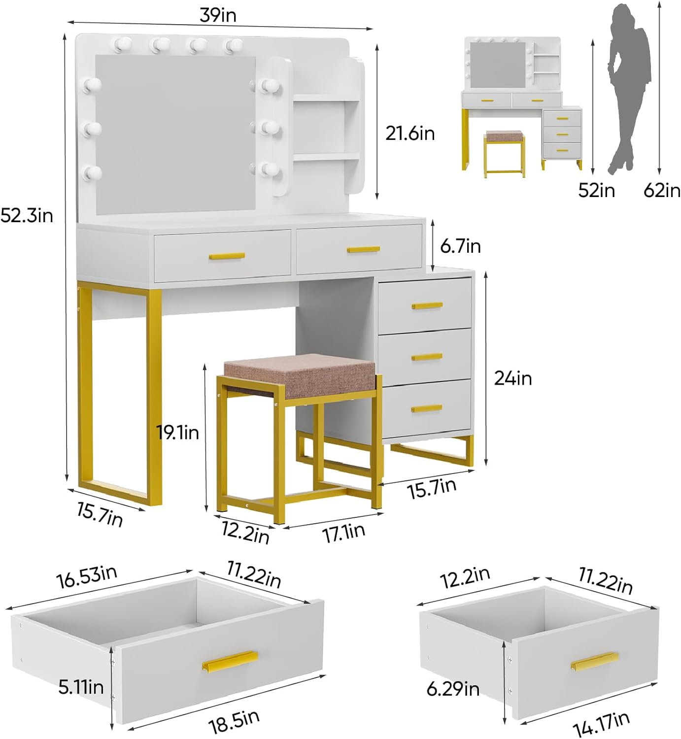 Multifunctional Vanity Mirror dressing table