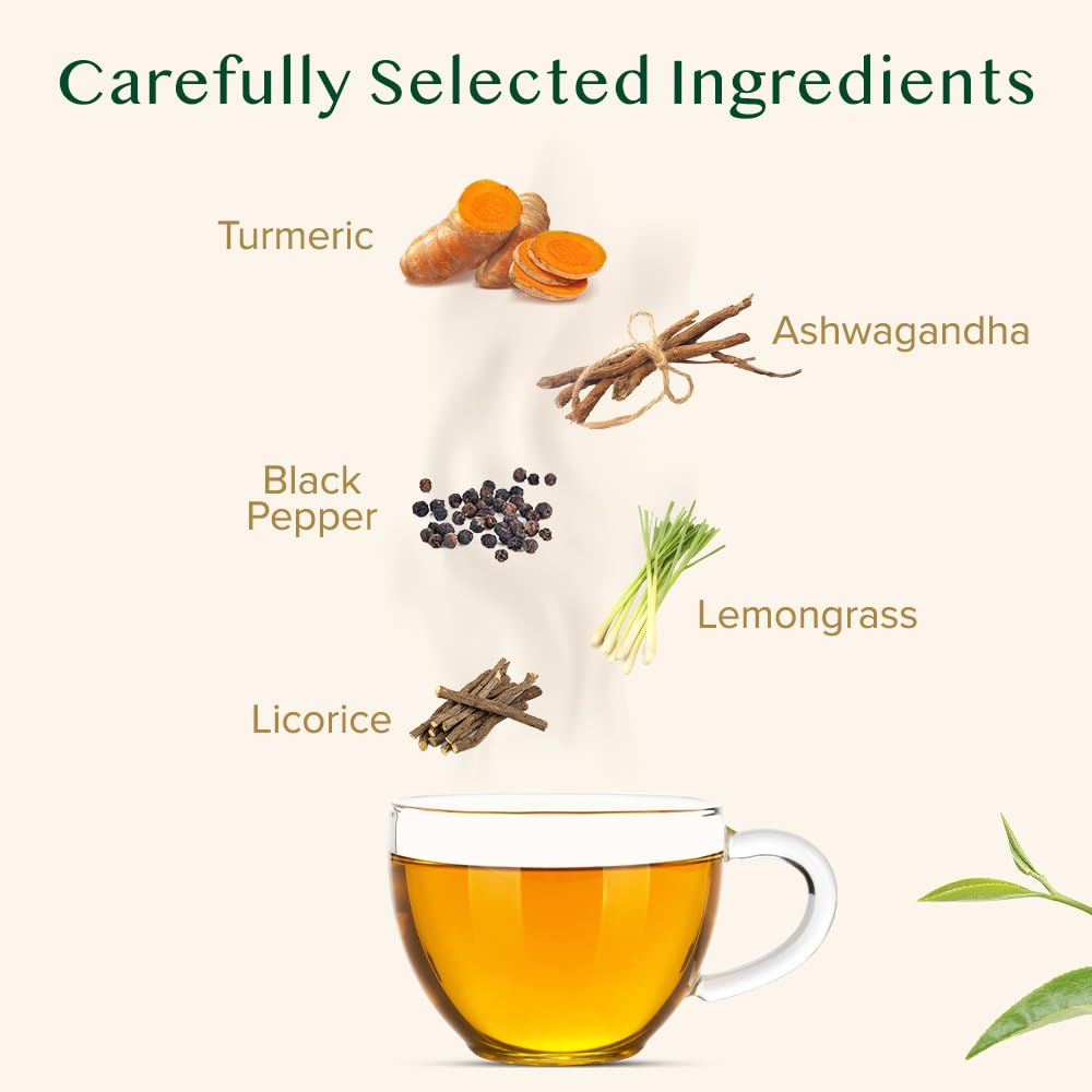 VAHDAM, Organic Turmeric Ginger Herbal Tea Bags (100 Pyramid Tea Bags) Caffeine Free, Non GMO, Gluten Free | 100% Pure Herbal Blend - Savory & Spicy | Plant-Based Tea Bags | Resealable Ziplock Pouch