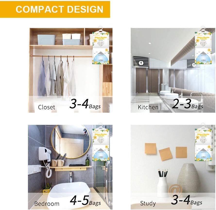 CANAGER Hanging Moisture Absorber, Lavender Vanilla Moistureproof Hanging Bag，Dehumidifier Bag (8 packs) Hanging Closet Dehumidifier Bags, Moisture Absorb 12.5 oz