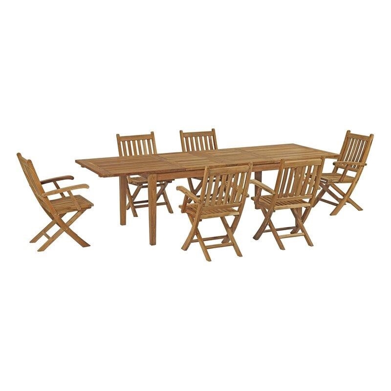 Sidney Rectangular 6 - Person 108.5'' Long Teak Dining Set