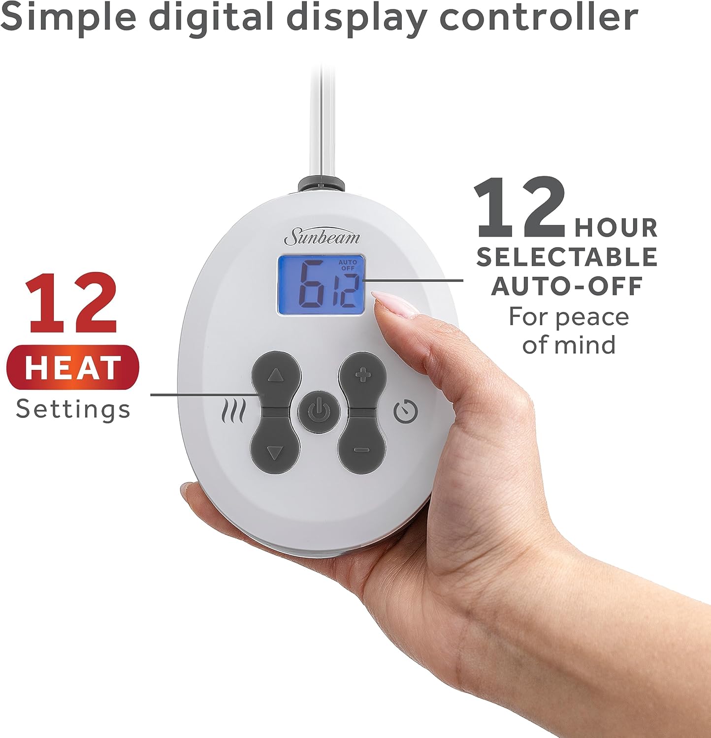 Sunbeam Royal Ultra Rodeen Blue Plaid Heated Personal Throw / Blanket, Cozy-Warm, Adjustable Heat Settings