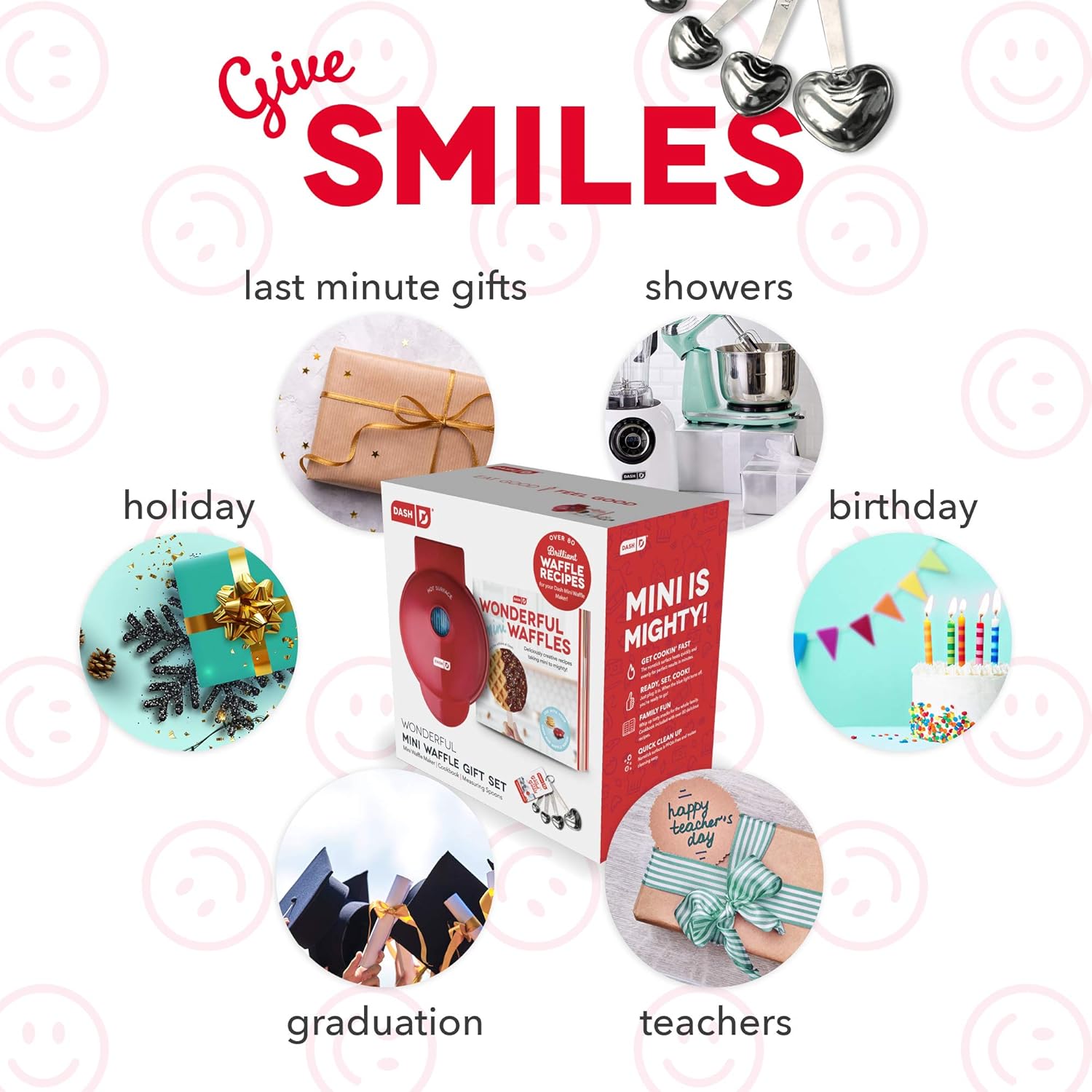 DASH Mini Waffle Maker - 4” Waffle Mold, Nonstick Waffle Iron with Quick Heat-Up, PTFE Nonstick Surface - Perfect Mini Waffle Maker for Kids and Families, Just Add Batter (Aqua)